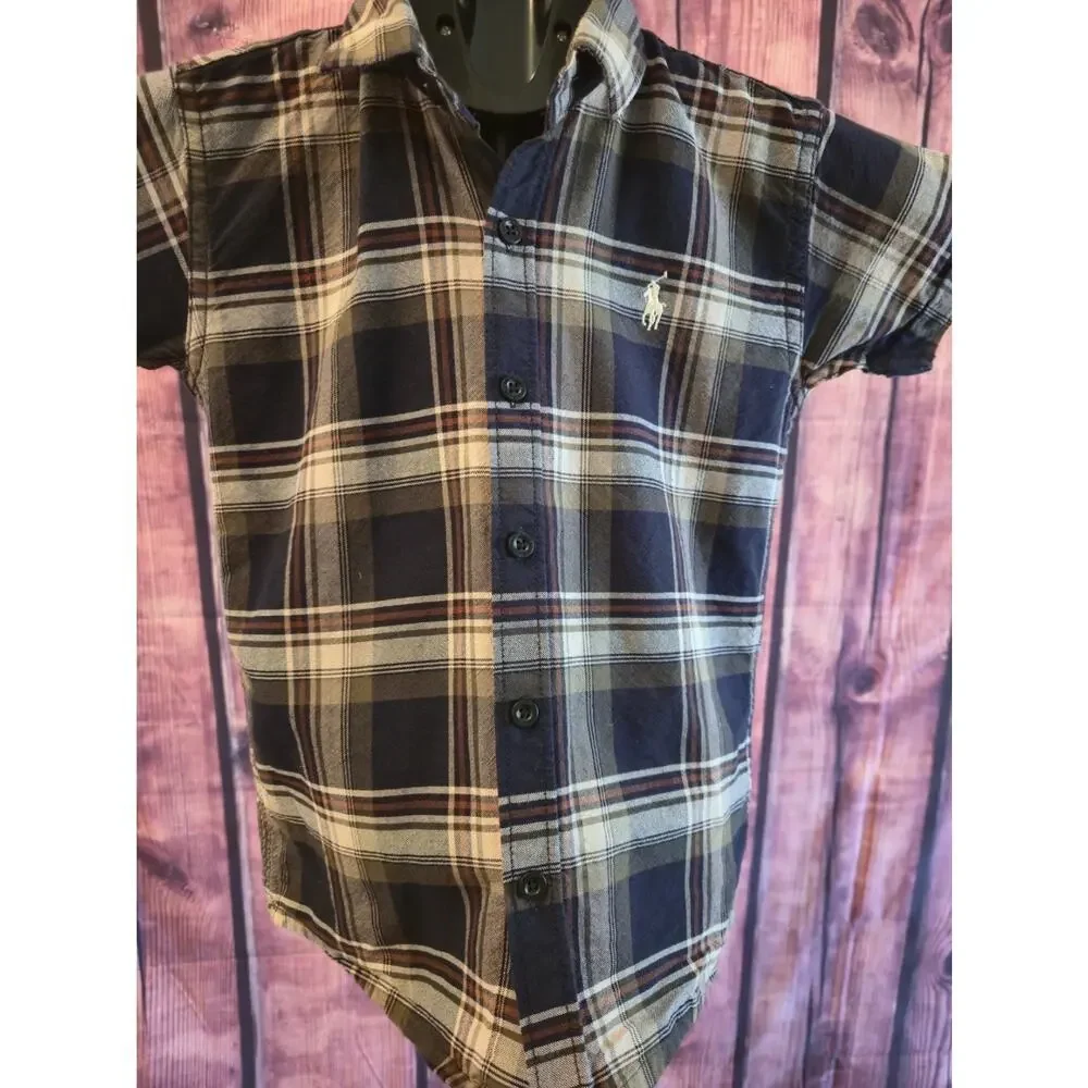 Ralph Lauren Boys Size 6Y Plaid Short Sleeve Button Down Shirt Custom Fit NWOT